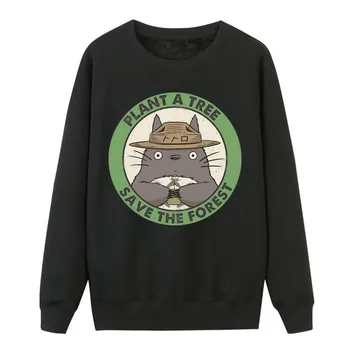 

Japanese Anime Tonari No Totoro Hoodies Sweatshirt Plant A Tree Save The Forest Women Crewneck Sweatshirts Warm Pullover Female