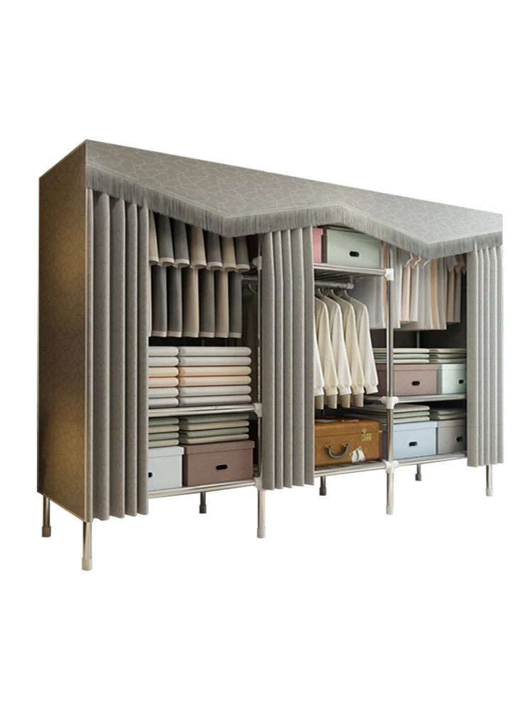 Простой тканевый гардероб стальная труба усиленный простой утолщенный домашний