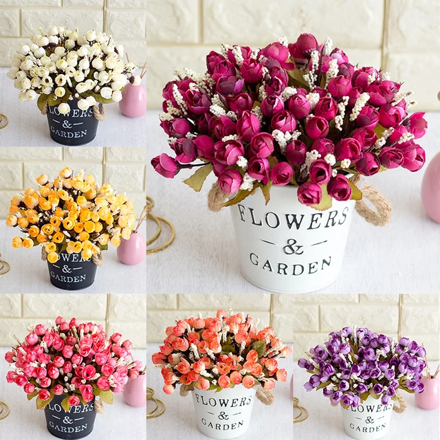 Small Roses Artificial Flowers  Small Rose Home Artificial - Colors 15  Heads/bouquet - Aliexpress