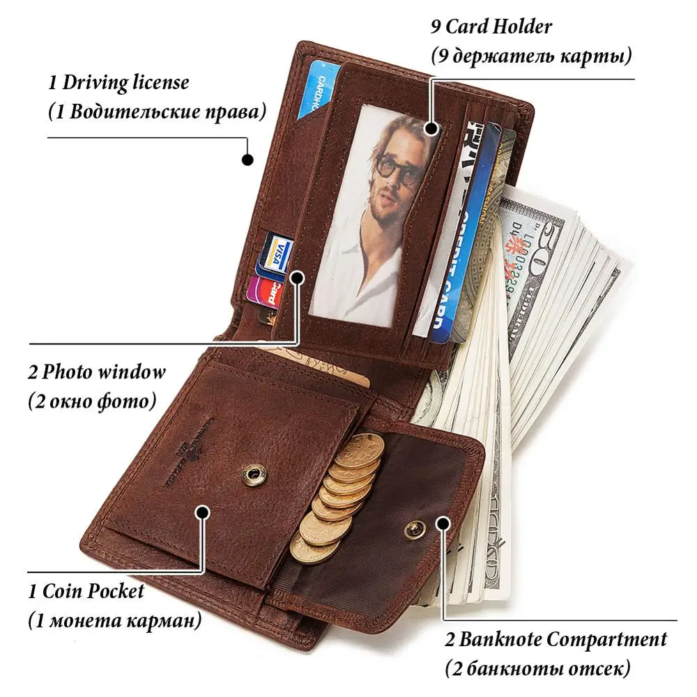 Кошелек GZCZ Rfid из 100% натуральной кожи мужской кошелек для кредитных карт тонкие