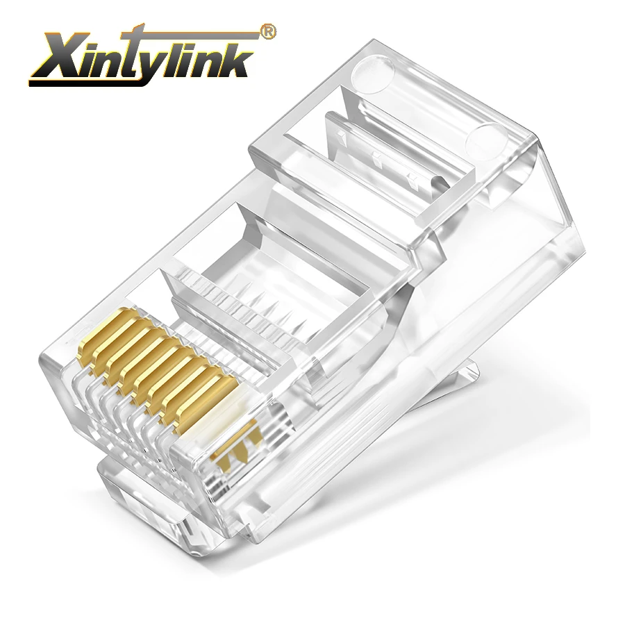 Xintylink conector rj45 cat5 cat5e macho, terminal modular utp 8p8c, red lan, internet, cable ethernet rg rj 45 jack 6U|Conectores| -