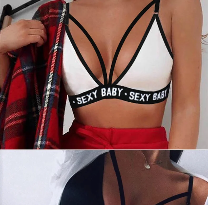 plus size underwear sets Women's Underwear Sexy Sports Bandage Corset Letter Backless Push Up Bra+thongs Panties Lingerie Girl Erotic Intimates Bras Set ethika set