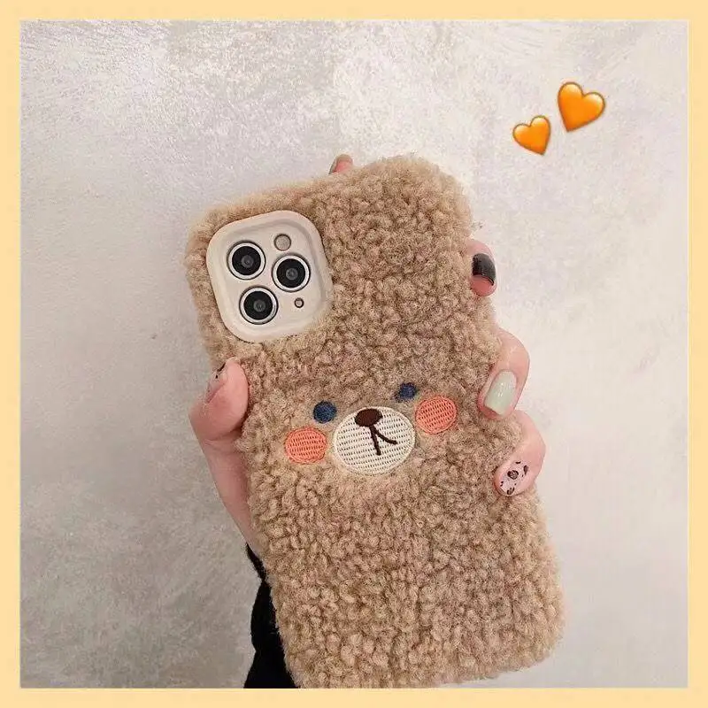Cute Brown Bear Plush Case For Iphone 1