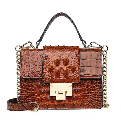 Роскошные сумки женские дизайнерские известные бренды крокодиловая цепь сумки через плечо для женщин вместительная сумка feminina 697 - Цвет: brown