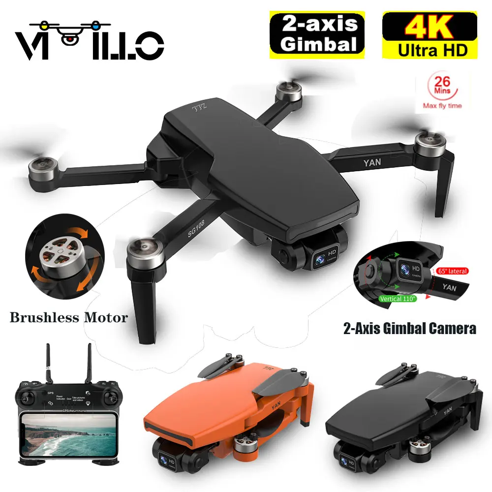 SG108 Pro New GPS 4k Drone 2 Axis Gimbal Professional Camera 5G WIFI FPV Dron 1KM Distance Brushless Motor Rc Quadcopter PK S3 | Игрушки и