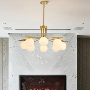 

Nordic Art Glass Molecule Led Pendant Light Retro Brass Parlor Restaurant Bedroom Kitchen Decoration Suspension Lamp Luminaire