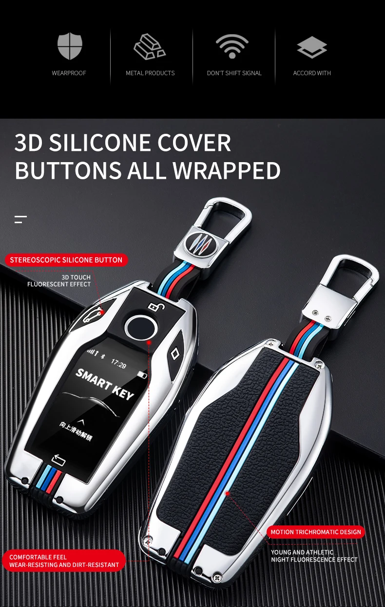 In Lega di zinco Auto Display A LED Caso Della Copertura di Chiave Borsette per BMW 5 Serie 7 G11 G12 G30 G31 G32 I8 I12 I15 G01 G02 G05 G07 X3 X4 X5 X7 - H18e0f0dfe0274a48ac7d65e8573eb8a6D