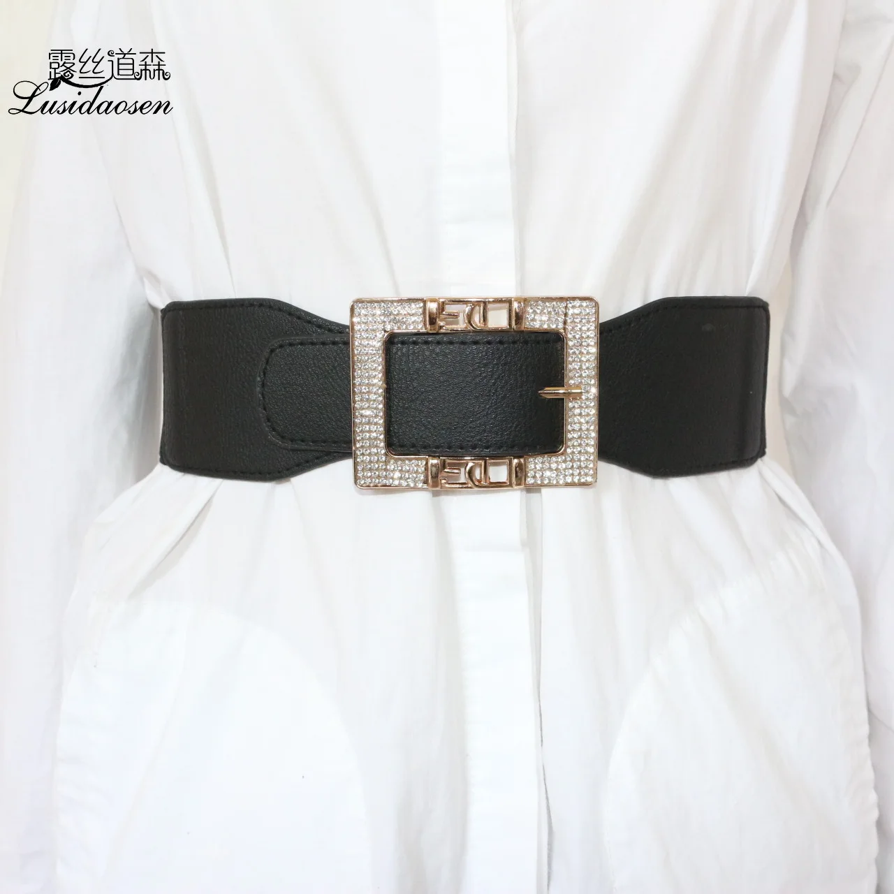 Ретро эластичный пояс Застежка Дамы Стрейч Стразы сплав пояс|Женские ремни| |