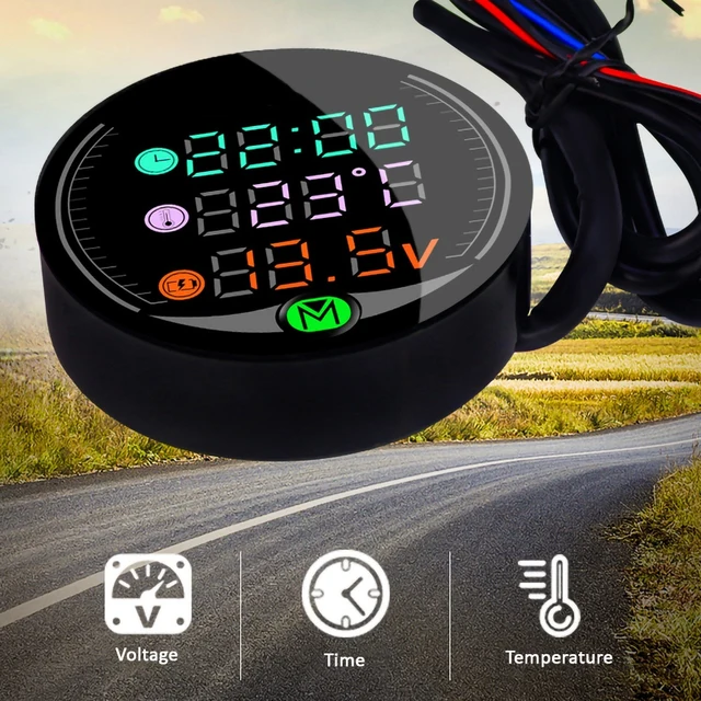 Orologio Led Moto Orologio Moto 3 In 1 Nanyaciv - Voltmetro, Termometro E Orologio Digitale IP67 Display Moto 3 In 1