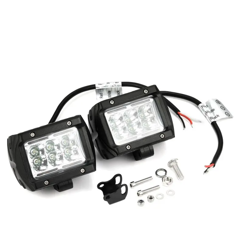 2 pcs Car Led Work Light Bar 4" 18W LED Flood Work Lamp with Amber Ambient Light for Jeep ATV SUV Truck Boat Car accessories