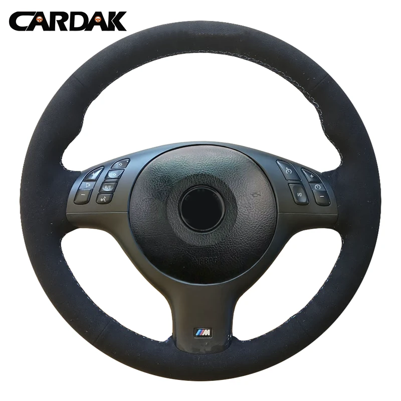 CARDAK Black Suede Car Steering Wheel Cover for BMW E46 M3 E39 330i 540i 525i 530i 330Ci 2001