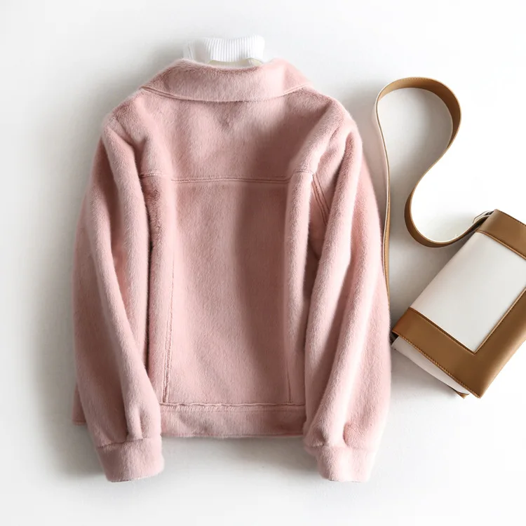 

Korean-style Slimming Imitation Gold Mink Cashmere Fur Short Students Jacket Tops Women's S25327