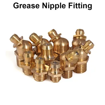 

10Mm Male Thread Straight Hydraulic Grease Nipple Fitting Gold Tone 10Pcs