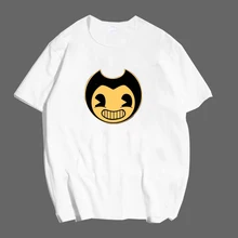 Bendy 남자 여자 티셔츠 dj marshmello marshmallow 스마일 광대 남자의 중간 아이 할로윈 의상 어린이 선물(China)