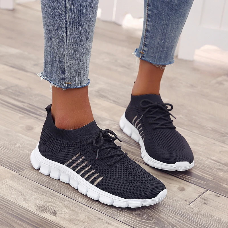 

Cheap Mesh Black Sneakers Women Soft Bottom Walking Shoes Hollow Out Running Shoe Female Summer Sports Shoes Ladies Plus Size 43