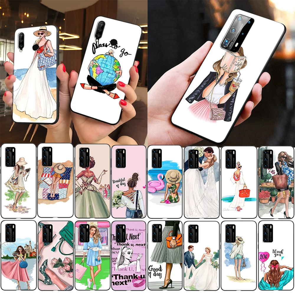 Z210 VOGUE Christmas Princess Girl Soft Silicone Cover for Huawei P10 P20 P30 P40 Lite Pro Max TPU Case | Мобильные телефоны и