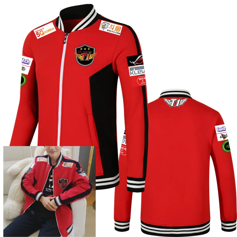 Stock Game Lol Faker Skt T1 Team Uniform S10 New Uniform Coat Lol Coat T1 Sweater Baseball