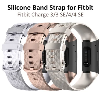 

Rose Gold Silver Sport Wristbands for Fitbit Charge 4 / Fitbit Charge 3/ Fitbit Charge 3 SE Silicone Bands Man Large Small Woman