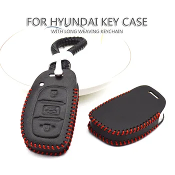 

Leather Car Accessories Key Case Cover For Hyundai Kona IX20 IX35 I10 I20 I40 I30 Hb20 Veloster Creta Tucson Solaris Sonata Key