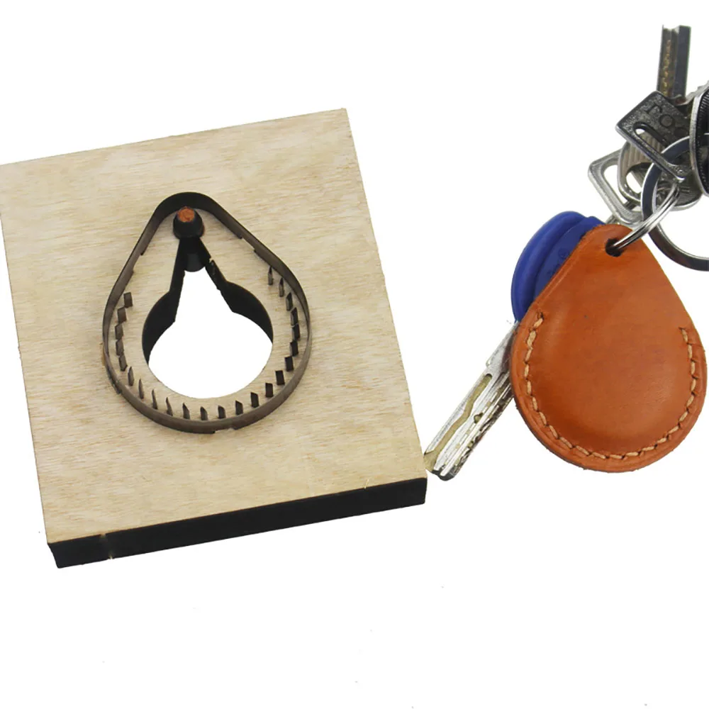 

Lyhcee Life Leather Cutting Die Key Chain Wallet Dies Wooden Template Knife Punching Key Ring Cutting Cutter Leathercraft Tools