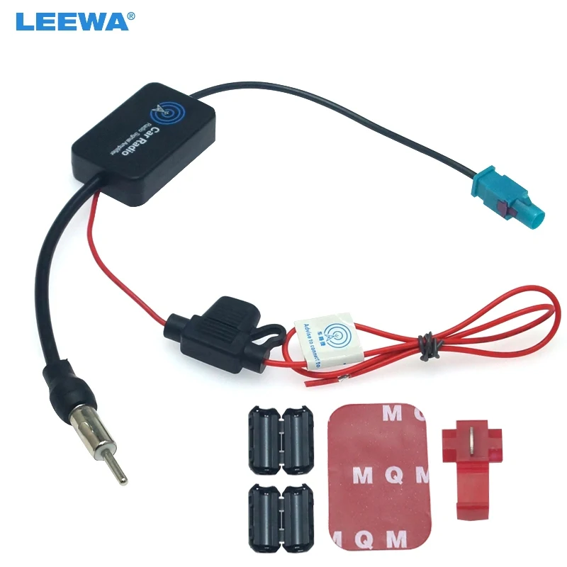 Leewa Car Antenna Fakra Am/fm Radio Signal Amplifier Booster For Audi