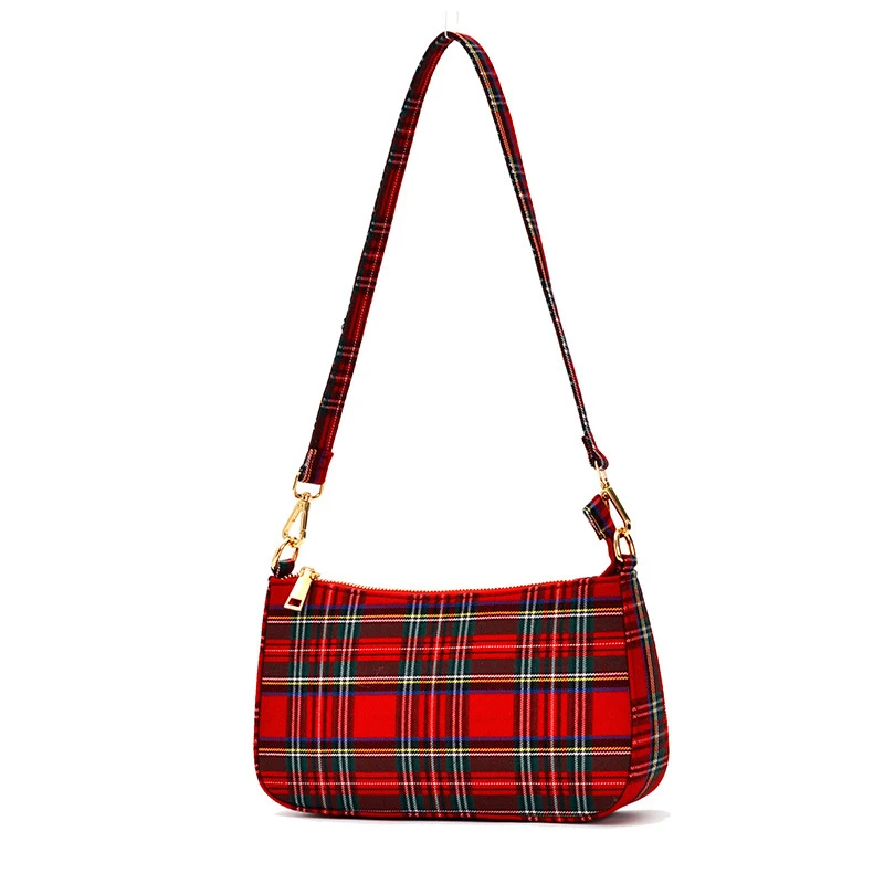 red plaid luggage