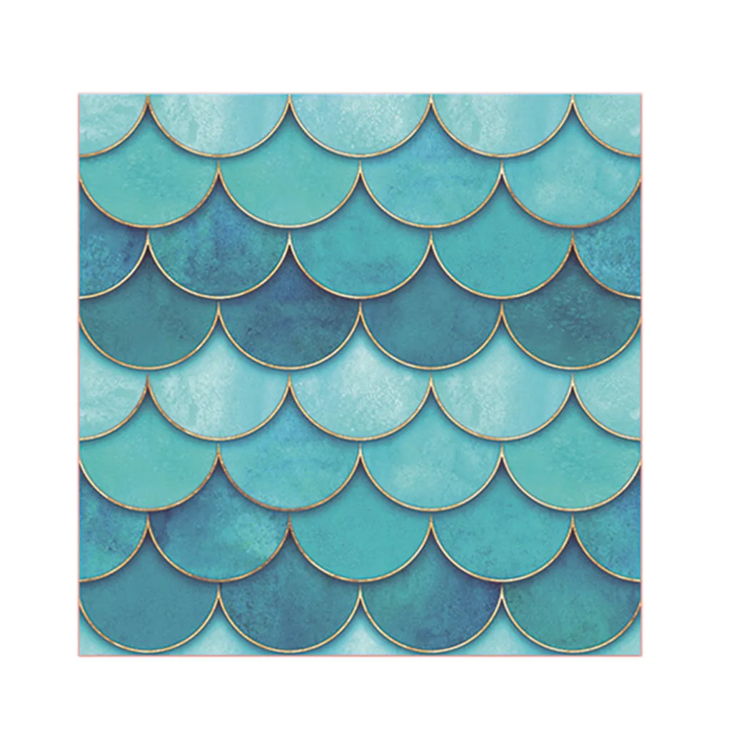 Fish Scale Tile Dark Blue Ceramic Mosaic Fanshaped Tile Bathroom Art
