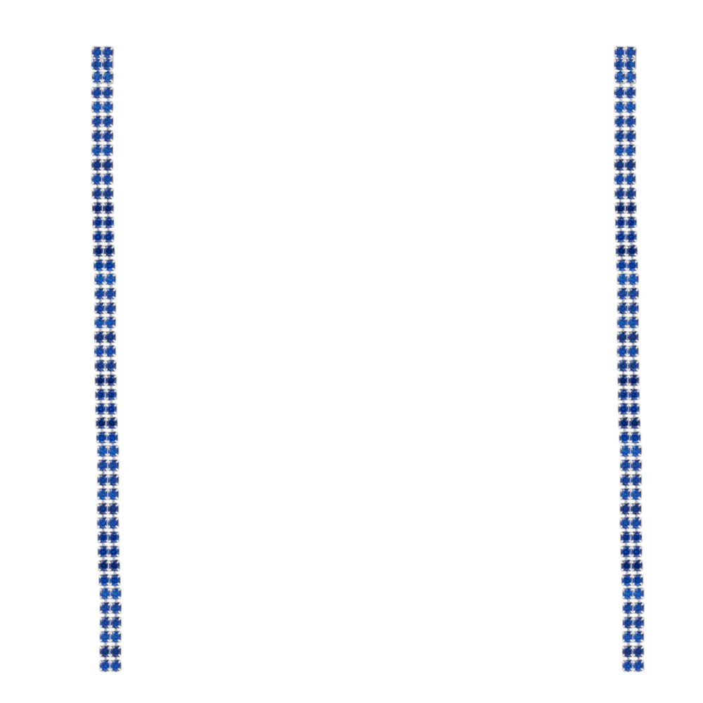 Neoglory Новая мода 1,5 мм CZ 2 ряда 9 см коготь цепь Кристалл кисточкой серьги для женщин невесты ювелирные изделия для свадьбы подарок сувенир - Окраска металла: Blue Platinum