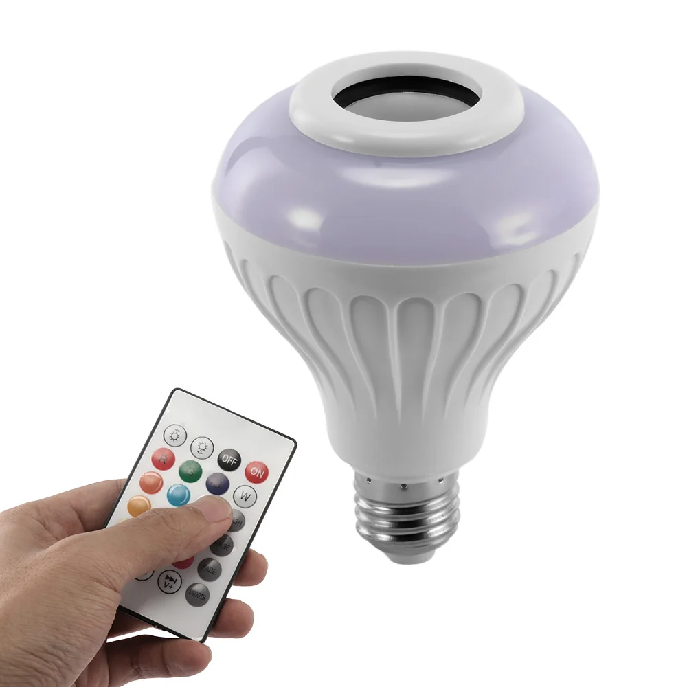 E27 беспроводной Bluetooth динамик 12 Вт RGB лампа светодиодный 110 В 220 в умный светодиодный свет музыкальный плеер аудио с пультом дистанционного управления