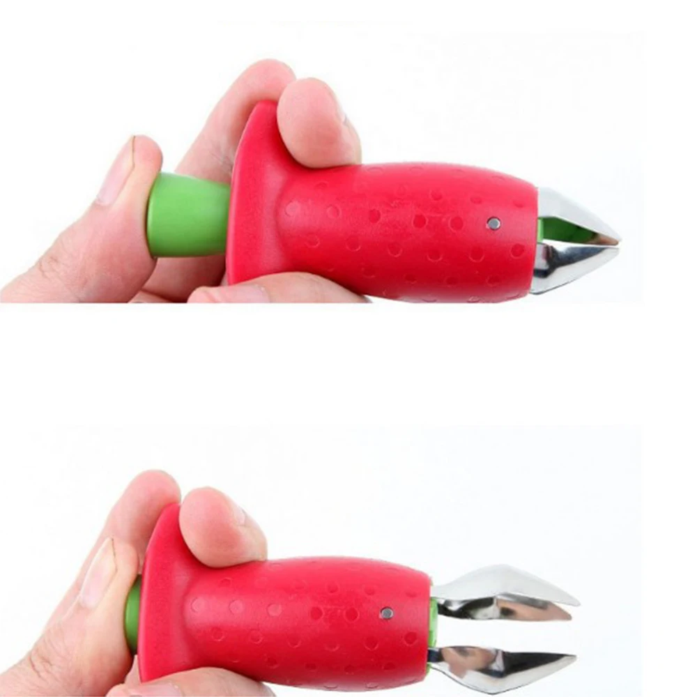 Strawberry Corer Fruit Leaf Remover Strawberry Huller Metal Tomato Stalks Plastic Remover Gadget Strawberry Hullers kitchen Tool