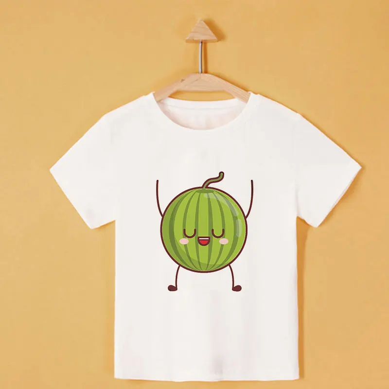 Новинка; Kawaii; футболки для мальчиков с рисунком авокадо, манго, арбуза; рубашка для маленьких детей; футболка с короткими рукавами; милая детская футболка для девочек