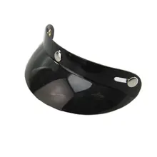 Open Face Vintage Motorcycle Retro Helmet 3-Snap Black Peak Shield Visor
