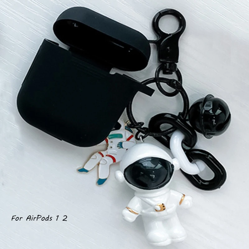 Мультфильм кукла космонавт силиконовый Bluetooth чехол для наушников для Apple AirPods Pro Ультра-тонкий милый защитный чехол для зарядного устройства - Цвет: Astronaut Black 1 2