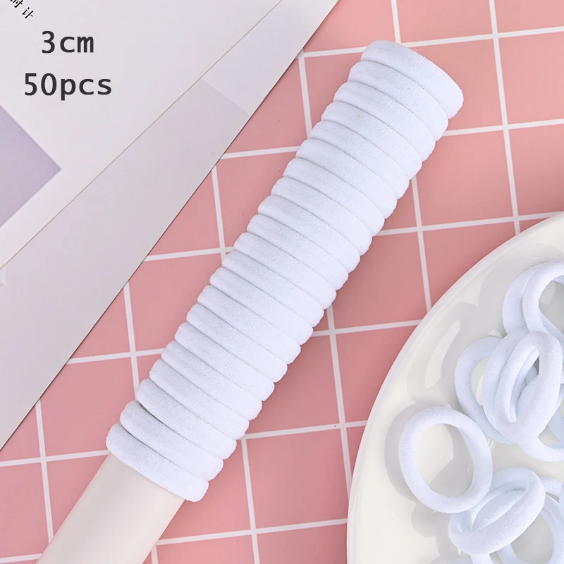 50/100pcs 2/3cm Colorful Girls Elastic Hair Bands Holder Tie Wholesale Rubber Band Kids Hair Accessories Hair Bands for Girls - Цвет: white50