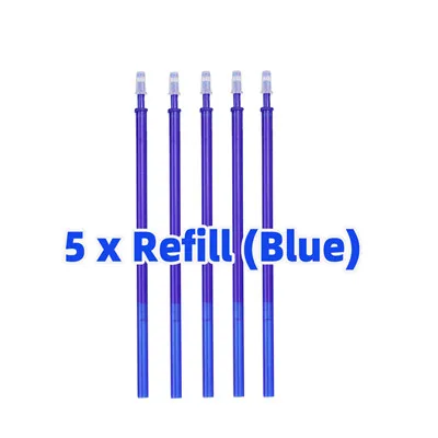 5xRefill(Blue) Стираемая ручка 0,5 мм милые Волшебные Ручки гелевые ручки для школы, новые канцелярские принадлежности, подарки для девочек, черные/синие чернила, заправка - Цвет: 5xRefill(Blue)
