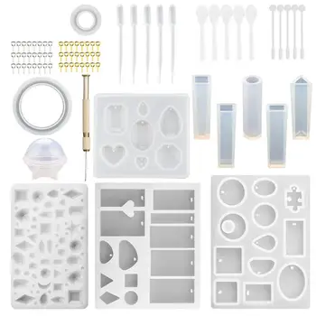 

12 Pack Jewelry Casting Molds Silicone Jewelry Molds with 48 Screw Eye Pins,5 Plastic Stirrers,5 Plastic Spoons,5 Plastic Droppe