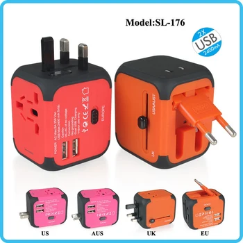 

US/EU/UK/AU International Travel Adapter with 2 USB Port Universal Power Adapter Charger International USB Worldwide Charging