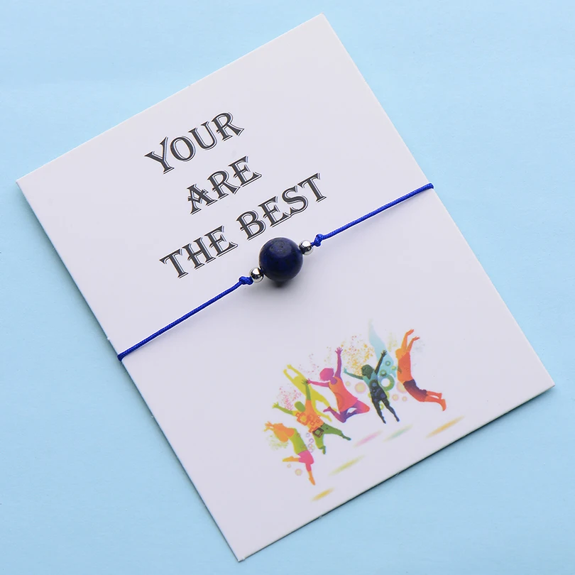 IYOE Wish Card вы лучшие очаровательные каменные бусины браслеты для женщин мужчин детей ручная плетеная Красная Нить Браслет Дружбы подарочный
