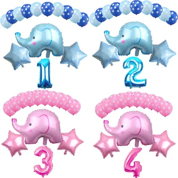 

14pcs 12inch Cartoon Latex Balloons Children Birthday Party Decoration Blue Pink Elephant Baby Shower Balloons Decorations Favor