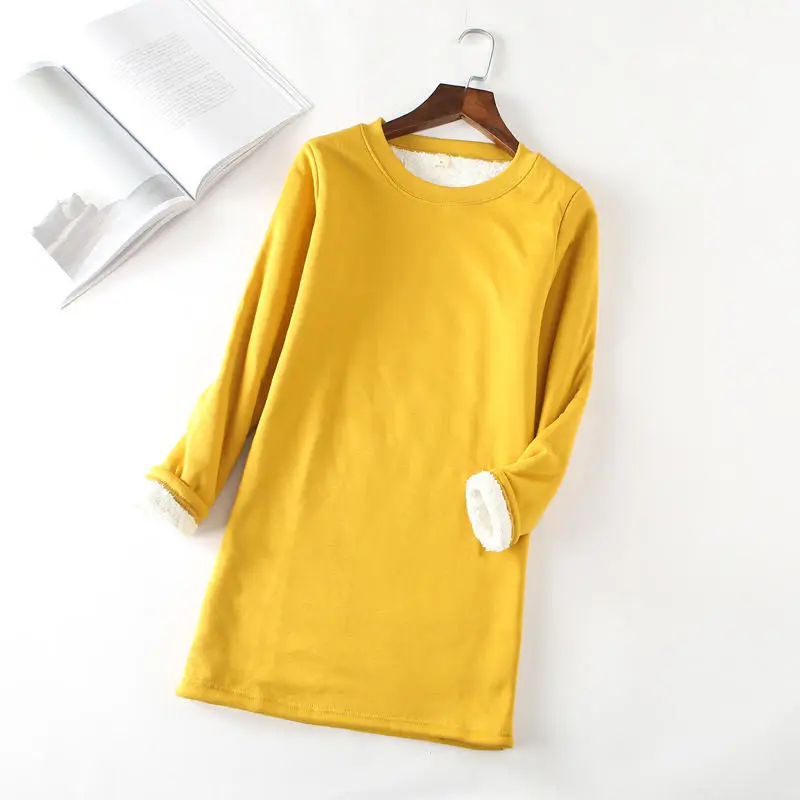 Harajuku плюс бархатная футболка Женская осенне-зимняя теплая утепленная футболка Femme Повседневная Уличная женская футболка Q1895