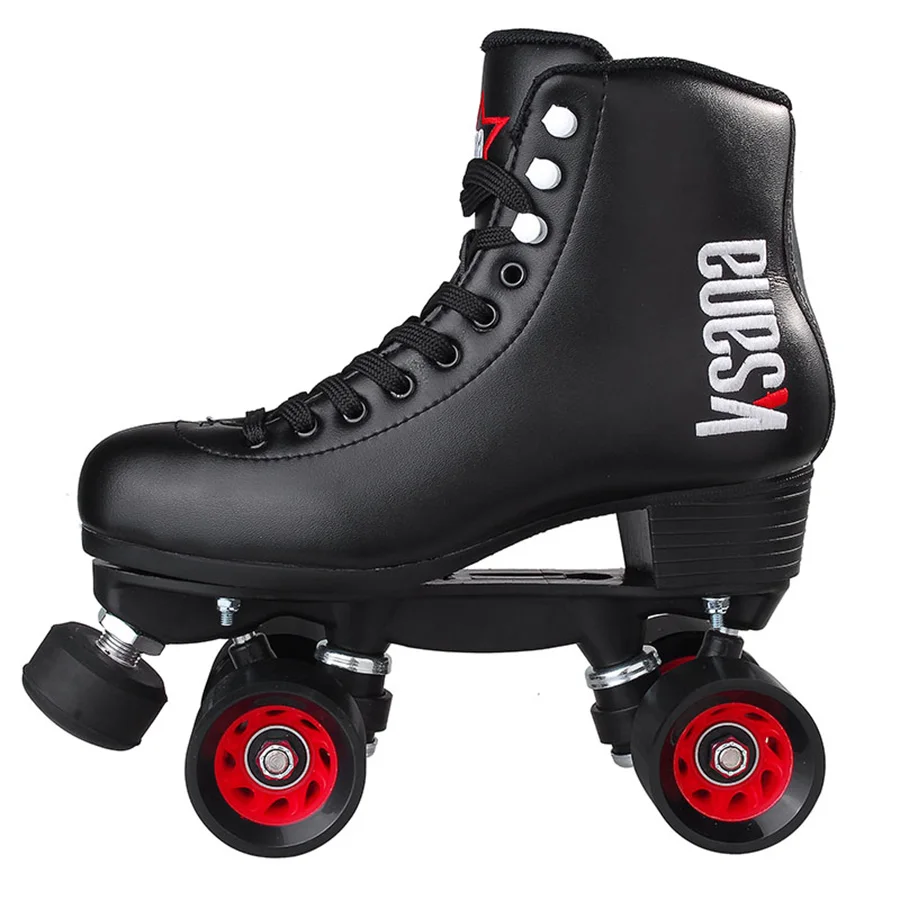 Ksana Speed Roller Skates Microfiber Leather Breathable Boot 4 Wheels Double Line Skating Shoes Professional Quad Patines | Спорт и