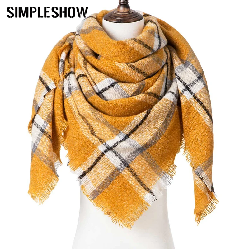 

2019 New Women's Winter Scarf Winter Warm Scarf Shawl for Women Fashion Plaid Triangle Scarf Clothing Accessories Shawl