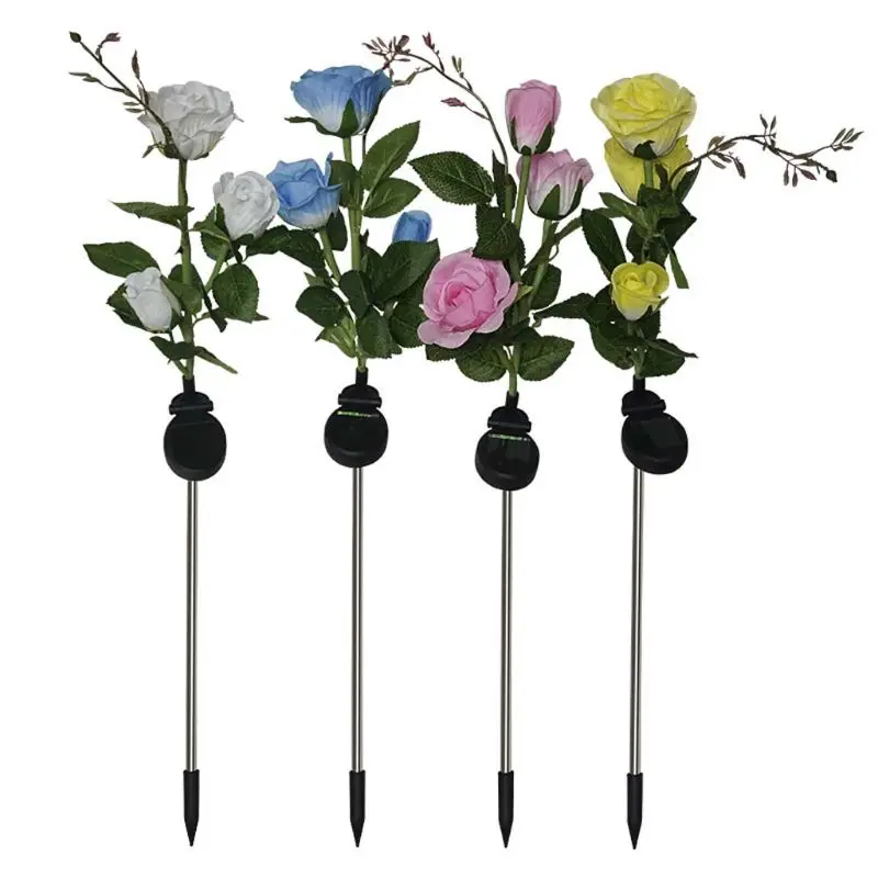 

Solar Powered LED Light Simulation Rose Flower Waterproof Garden Lighting Lamp