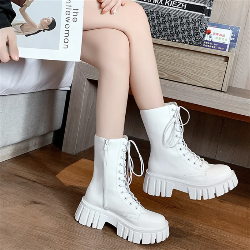 Botas cortas coreanas para mujer, botas de suela gruesa roja, locomotora, que combinan con todo, 2021|Botas hasta el tobillo| AliExpress