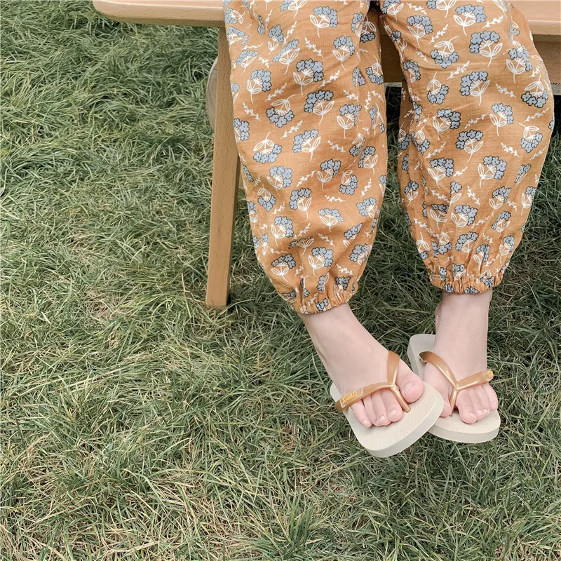 Zai Diary/Коллекция года, летние штаны для мальчиков и девочек, 6 цветов, цветочный принт, чистый хлопок, Антимоскитные штаны ku bao закрытые штаны-шаровары