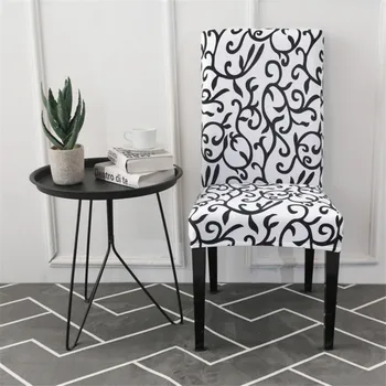 

Spandex Elastic Printing Dining Chair Slipcover for Banquet Office Chair Modern Chair Slipcover Removable Anti-dirty Chair Cover
