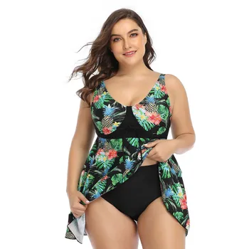 

Plus Size Women's Print Split Tummy Control Two Piece Bikinis 2020 Mujer Girl Beach Bathing Suit Swimwear clothing swimwear