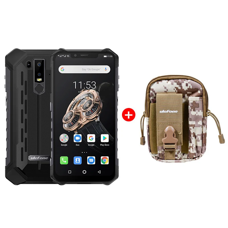 Black Add Bag Ulefone Armor 6S Водонепроницаемый IP68 NFC прочный мобильный телефон Helio P70 Otca-core Android 9,0 6 ГБ 128 ГБ беспроводной зарядки смартфон - Цвет: Black Add Bag
