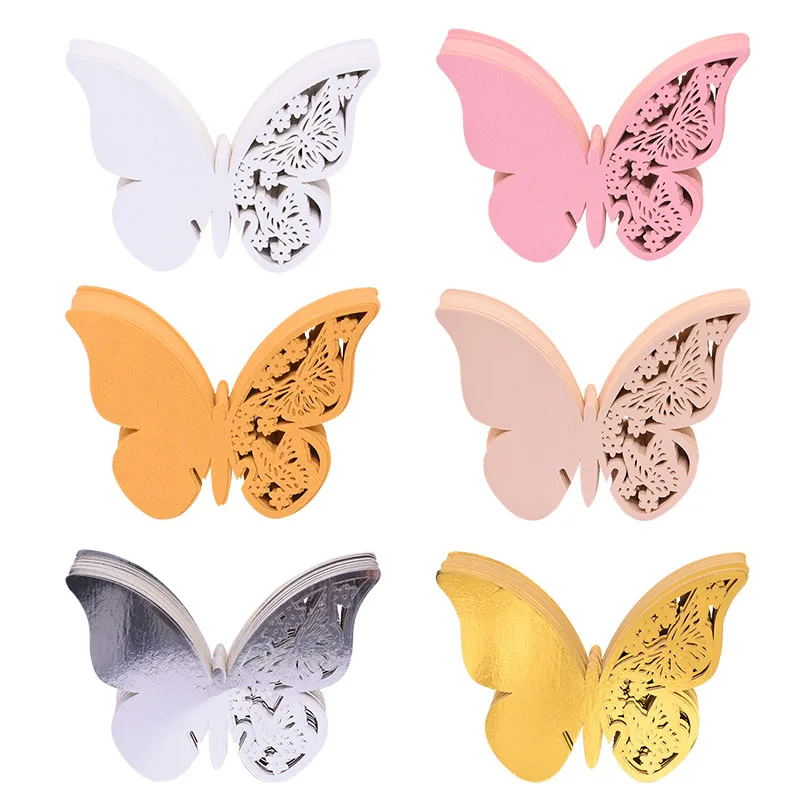 50Pcs Schmetterling Name Ort Karte Wein Glas Tasse Papier Karte für Hochzeit Geburtstag Dekoration Tisch Ereignis Partei Liefert Baby dusche – Detail 4