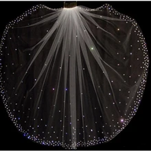 Горячая Распродажа, блестящая Высококачественная 1 слойная свадебная фата с кристаллами и бесплатной расческой, белые/цвета слоновой кости, дешевые свадебные аксессуары